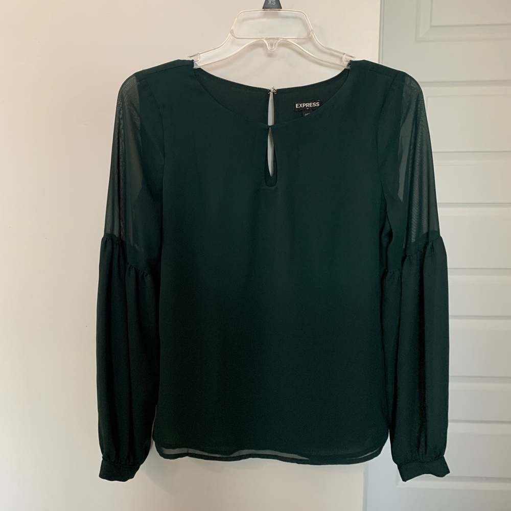 EXPRESS Forest Green Keyhole Blouse Size XS EUC